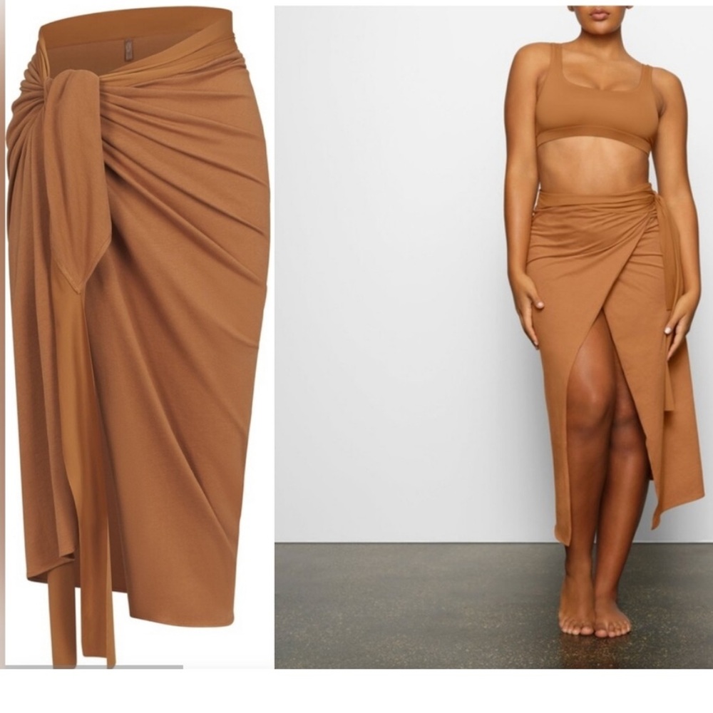 SKIMS Caramel Brown Swim Sarong Wrap